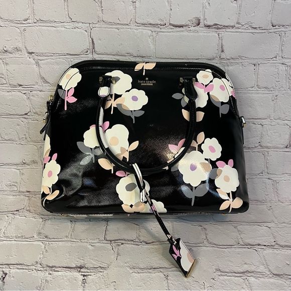 Kate Spade New York Medium Dome Satchel Purse Patterson Drive Black Floral - Picture 1 of 7